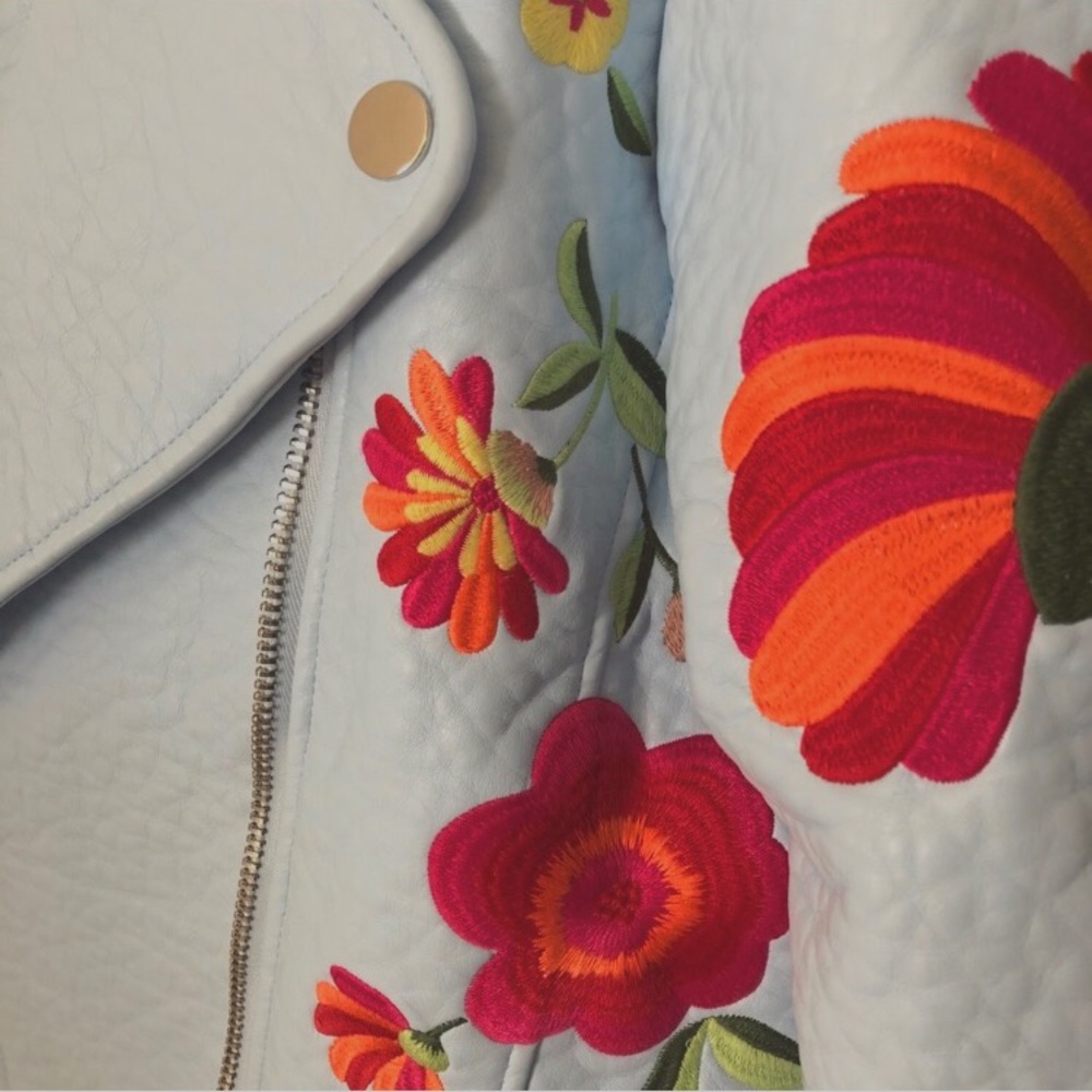 Forever 21 Faux Leather Jacket - Flower embroidery